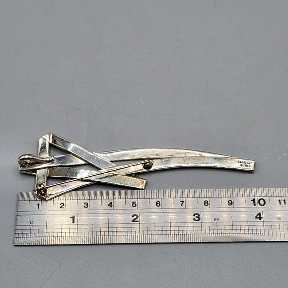 Elongated Star Brooch Pendant Sterling Silver Mexico 925 Vtg Stretched - Picture 7 of 8